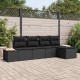 Sonata H Градински Софа Комплект 5 pcs Черно 184 x 62 x 85 см Полиратан