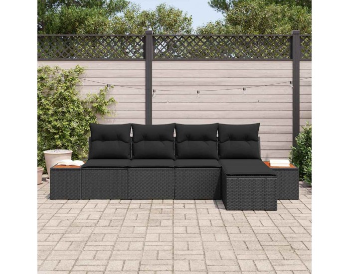 Sonata H Градински Софа Комплект 5 pcs Черно 184 x 62 x 85 см Полиратан