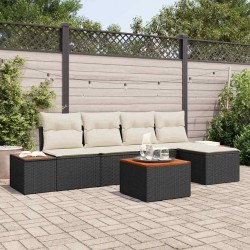 Sonata H Градински Софа Комплект 6 pcs Черно и кремаво 184 x 62 x 85 см - Canapele și bănci de grădină