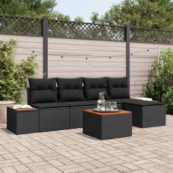 Sonata H Градински Софа Комплект 6 pcs Черно 184 x 62 x 85 см Полиратан - Canapele și bănci de grădină