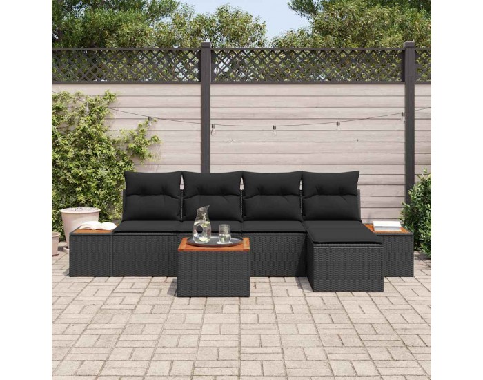 Sonata H Градински Софа Комплект 6 pcs Черно 184 x 62 x 85 см Полиратан