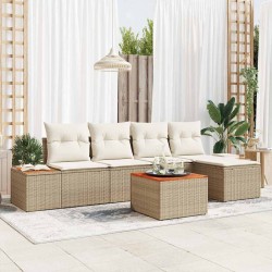 Sonata H Градински Софа Комплект 6 pcs бежово и кремаво 184 x 62 x 85 см - Canapele și bănci de grădină