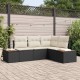 Sonata H Градински Софа Комплект 4 pcs Черно и кремаво 209 x 154 x 85 см