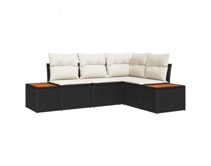 Sonata H Градински Софа Комплект 4 pcs Черно и кремаво 209 x 154 x 85 см