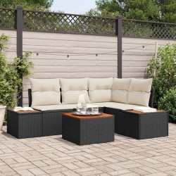 Sonata H Градински Софа Комплект 5 pcs Черно и кремаво 209 x 154 x 85 см - Canapele și bănci de grădină
