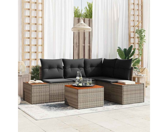 Sonata H Градински Софа Комплект 5 pcs Сив 209 x 154 x 85 см Полиратан