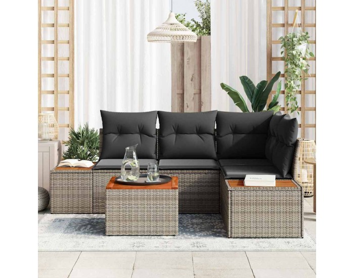 Sonata H Градински Софа Комплект 5 pcs Сив 209 x 154 x 85 см Полиратан