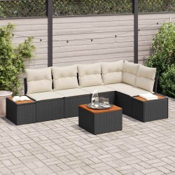 Sonata H Градински Софа Комплект 6 pcs Черно и кремаво 264 x 154 x 85 см - Canapele și bănci de grădină