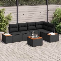 Sonata H Градински Софа Комплект 6 pcs Черно 264 x 154 x 85 см Полиратан - Canapele și bănci de grădină