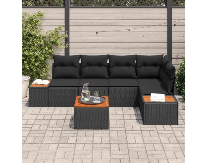 Sonata H Градински Софа Комплект 6 pcs Черно 264 x 154 x 85 см Полиратан