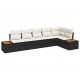 Sonata H Градински Софа Комплект 6 pcs Черно и кремаво 319 x 154 x 85 см