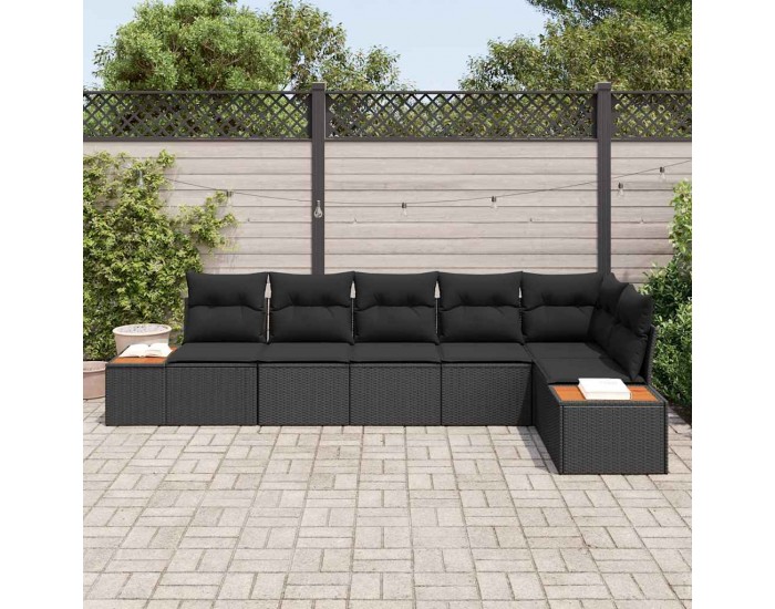 Sonata H Градински Софа Комплект 6 pcs Черно 319 x 154 x 85 см Полиратан