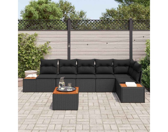Sonata H Градински Софа Комплект 7 pcs Черно 319 x 154 x 85 см Полиратан