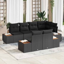 Sonata H Градински Софа Комплект 7 pcs Черно 264 x 154 x 85 см Полиратан - Canapele și bănci de grădină