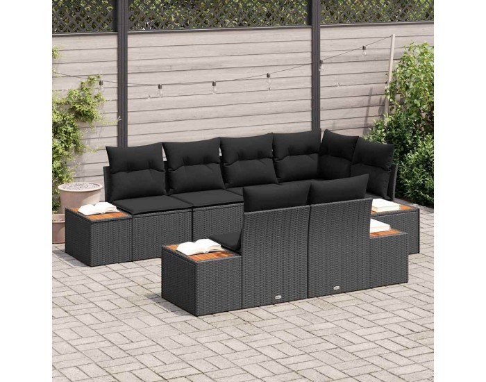 Sonata H Градински Софа Комплект 7 pcs Черно 264 x 154 x 85 см Полиратан
