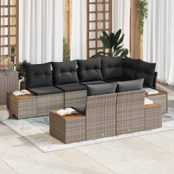 Sonata H Градински Софа Комплект 7 pcs Сив 264 x 154 x 85 см Полиратан - Canapele și bănci de grădină