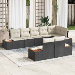 Sonata H Градински Софа Комплект 8 pcs Черно и кремаво 319 x 154 x 85 см - Canapele și bănci de grădină