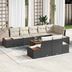 Sonata H Градински Софа Комплект 9 pcs Черно и кремаво 319 x 154 x 85 см - Canapele și bănci de grădină