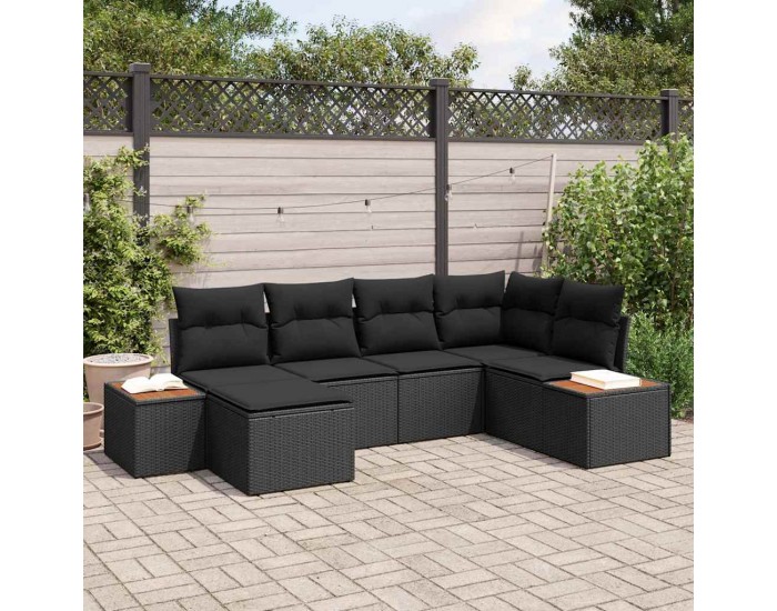 Sonata H Градински Софа Комплект 6 pcs Черно 264 x 154 x 85 см Полиратан