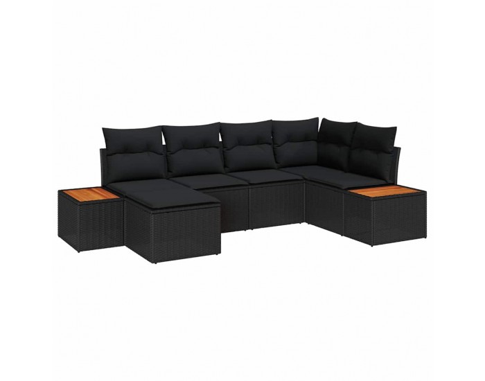 Sonata H Градински Софа Комплект 6 pcs Черно 264 x 154 x 85 см Полиратан
