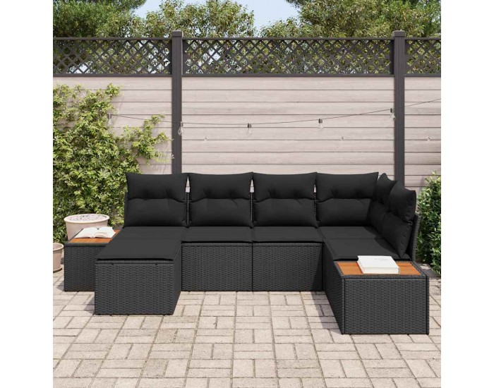 Sonata H Градински Софа Комплект 6 pcs Черно 264 x 154 x 85 см Полиратан