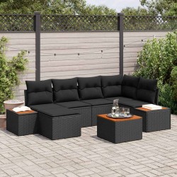 Sonata H Градински Софа Комплект 7 pcs Черно 264 x 154 x 85 см Полиратан - Canapele și bănci de grădină