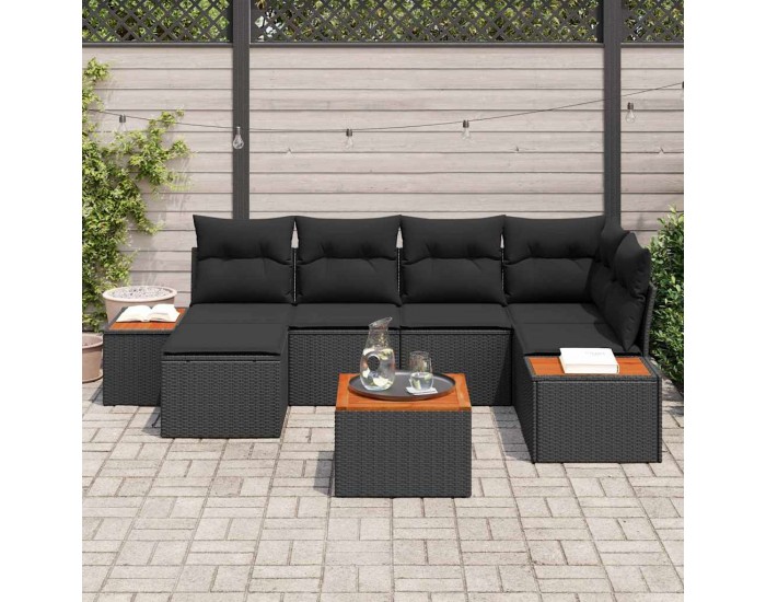 Sonata H Градински Софа Комплект 7 pcs Черно 264 x 154 x 85 см Полиратан