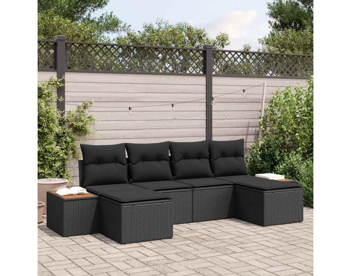 Sonata H Градински Софа Комплект 6 pcs Черно 184 x 62 x 85 см Полиратан
