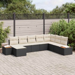 Sonata H Градински Софа Комплект 8 pcs Черно и кремаво 319 x 209 x 85 см - Canapele și bănci de grădină