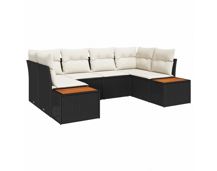 Sonata H Градински Софа Комплект 6 pcs Черно и кремаво 234 x 154 x 85 см
