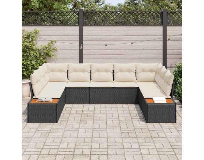 Sonata H Градински Софа Комплект 5 pcs Черно и кремаво 289 x 209 x 85 см