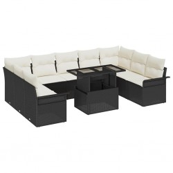 Sonata H Градински Софа Комплект 10 pcs Черно 100 x 55 x 73 см Полиратан - Canapele și bănci de grădină
