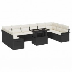 Sonata H Градински Софа Комплект 11 pcs Черно 100 x 55 x 73 см Полиратан - Canapele și bănci de grădină