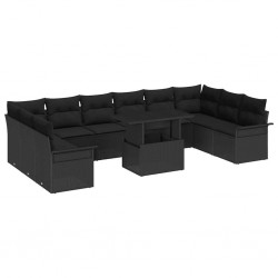 Sonata H Градински Софа Комплект 11 pcs Черно 100 x 55 x 73 см Полиратан - Canapele și bănci de grădină