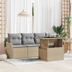 Sonata H Градински Софа Комплект 5 pcs Бежово 100 x 55 x 73 см Полиратан - Canapele și bănci de grădină