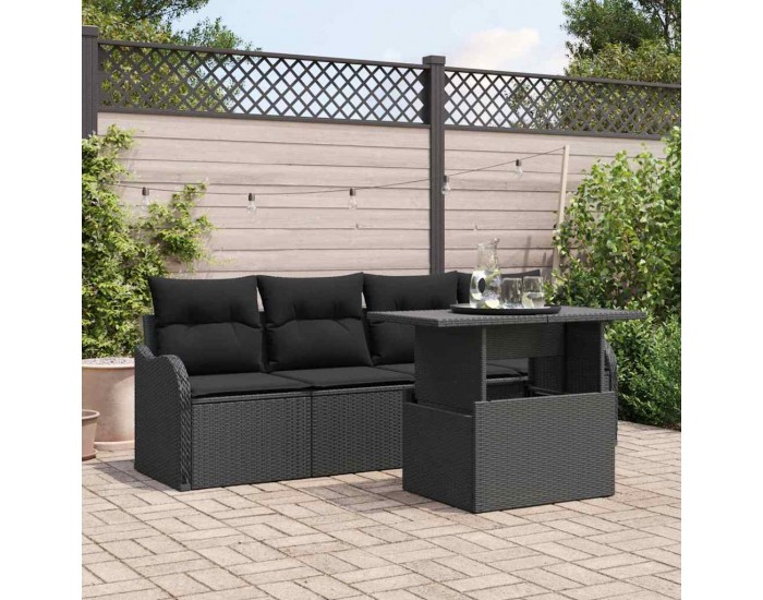 Sonata H Градински Софа Комплект 5 pcs Черно 100 x 55 x 73 см Полиратан