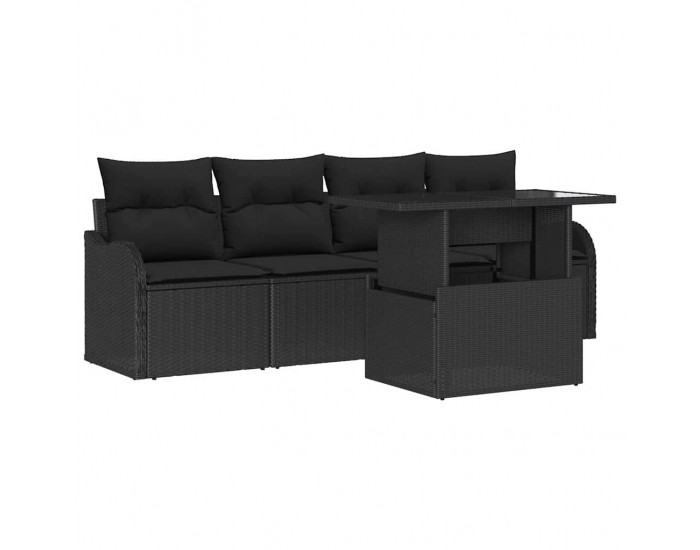 Sonata H Градински Софа Комплект 5 pcs Черно 100 x 55 x 73 см Полиратан