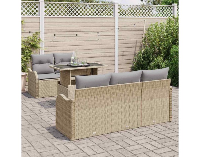 Sonata H Градински Софа Комплект 6 pcs Бежово 100 x 55 x 73 см Полиратан