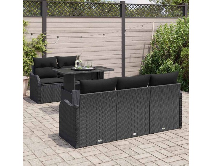 Sonata H Градински Софа Комплект 6 pcs Черно 100 x 55 x 73 см Полиратан