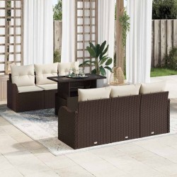 Sonata H Градински Софа Комплект 7 pcs Кафяво 100 х 55 х 73 см Полиратан - Canapele și bănci de grădină