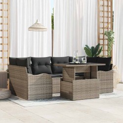 Sonata H Градински Софа Комплект 7 pcs Сив 100 х 55 х 73 см Полиратан - Canapele și bănci de grădină