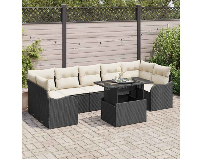 Sonata H Градински Софа Комплект 8 pcs Черно 100 x 55 x 73 см Полиратан