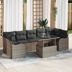 Sonata H Градински Софа Комплект 8 pcs Сив 100 x 55 x 73 см Полиратан - Canapele și bănci de grădină