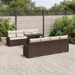 Sonata H Градински Софа Комплект 9 pcs Кафяво 100 x 55 x 73 см Полиратан - Canapele și bănci de grădină