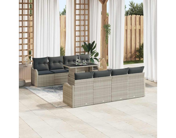 Sonata H Градински Софа Комплект 9 pcs Светлосиво 100 x 55 x 73 см