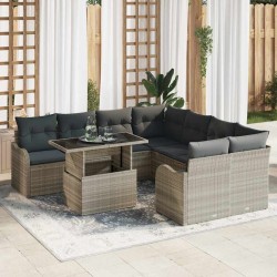 Sonata H Градински Софа Комплект 9 pcs Светлосиво 100 х 55 х 73 см - Canapele și bănci de grădină