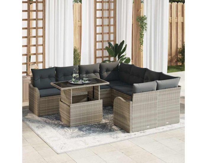 Sonata H Градински Софа Комплект 9 pcs Светлосиво 100 х 55 х 73 см
