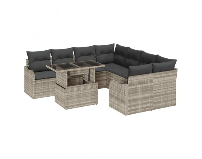 Sonata H Градински Софа Комплект 9 pcs Светлосиво 100 х 55 х 73 см