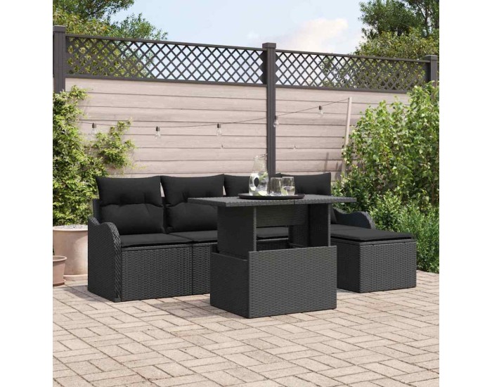 Sonata Set de canapele pentru grădină 6 buc. Negru