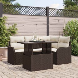 Sonata H Градински Софа Комплект 5 pcs Кафяво 100 x 55 x 73 см Полиратан - Canapele și bănci de grădină